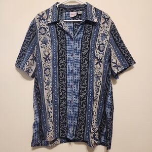 TanJay Blue Floral Hawaiian Button Down Shirt